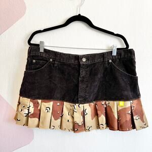 RCNSTRCT Reworked Corduroy Mini Skirt Camo Upcycled‎ Multi Tone Sz XL